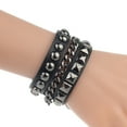 thumbnail image 4 of Bystar Men Women Punk Rock Gothic Wrap Leather Bracelet Rivets Bracelets Multilayer Bracelet Adjustable, 4 of 4