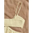 thumbnail image 6 of Women's Vacation Light Yellow Waist Hollow V-Neck Spaghetti Strap Summer Dress Set, 6 of 6