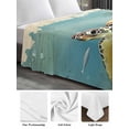 thumbnail image 6 of Ocean Turtle California King Size Flat Sheet, Wrinkleproof & Fadeproof Cooling Flat Bed Sheet Only, Coastal Coral Illustration Retro Painting Breathable Soft Bedding Top Sheets 108 x 98 Inches, 6 of 8