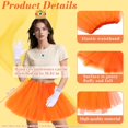 thumbnail image 3 of 5-Piece Orange Princess Cosplay Set for Women, Pink Tutu Skirt Costume Accessories with Gold Sequin Crown, Gloves & Gem Jewelry for Halloween Dress-Up, 3 of 6