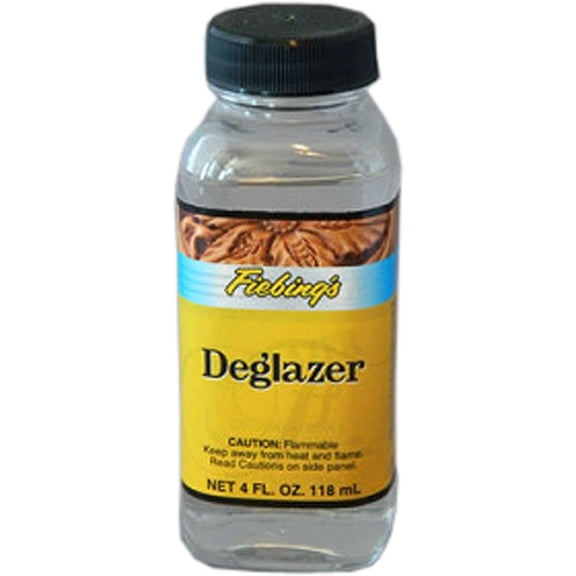 Fiebing's Leather Deglazer (4 Fl Oz, Clear) - Leathercraft Preparer for Paint, Adhesion, Dye - Will Not Impair Leather Flexibility - Clean Wax