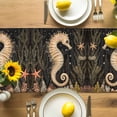 thumbnail image 4 of Burlap Table Runner 90 Inches Long, Marine Seahorse Starfish Coral Non-Slip Kitchen Table Runners for Dining Room Everyday Use Party Table Decorations Vintage Underwater World, 4 of 9