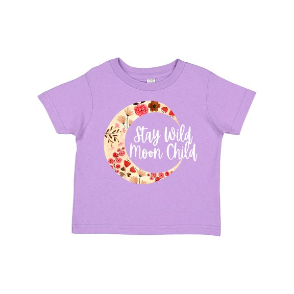 Inktastic Baby Stay Wild Moon Child Crescent Moon with Flowers Girls Toddler T-Shirt
