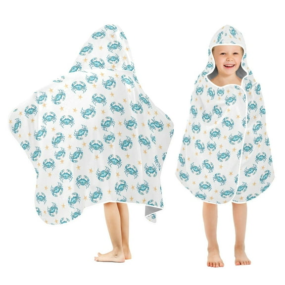 joogoo Crabs Starfish Kids Hooded Beach Towel Baby Bath Towel 23.5"x50"