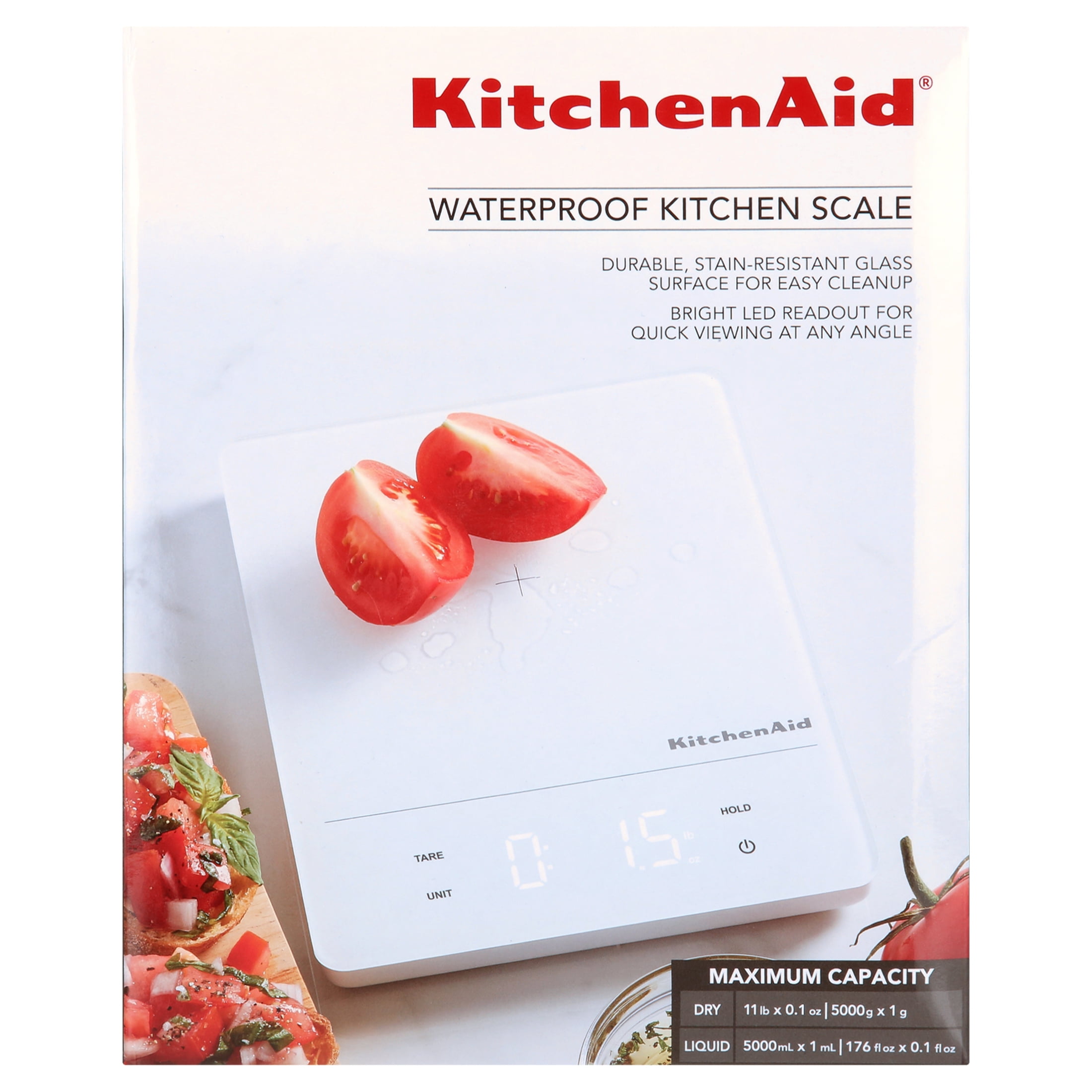 KitchenAid 11LB Waterproof Kitchen Scale White