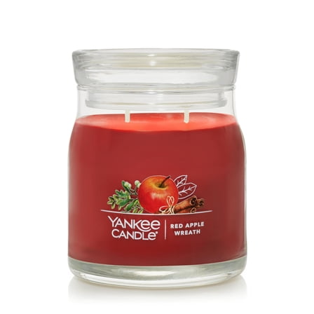 Yankee Candle Signature Medium 2-Wick Candle, Red Apple Wreath, 13 oz