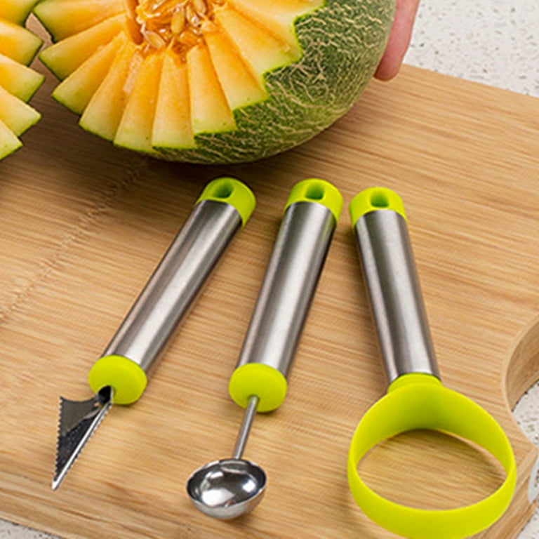 Cheers US 4Pcs/Set Melon Baller Scoop Set,Professional 4 In 1 Stainless  Steel Watermelon Cutter Fruit Carving Tools Set,Fruit Scooper Seed Remover  Watermelon Knife 