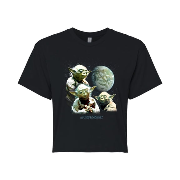 Star Wars - Yoda Death Star - Juniors Cropped Tee