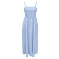 thumbnail image 4 of Wdgfv Women's Summer Smocked Maxi Dress Spaghetti Strap Flowy Swing A-Line Casual Beach Long Dress, 4 of 5