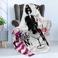 thumbnail image 4 of Fashion Soft Flannel Fleece Throw Blanket, Illustration of a Lady Silhouette Fashionista Sunglasses Illustration, Cozy Plush for Indoor and Outdoor Use, 50" x 60", Grey and Dark Magenta, by Ambesonne, 4 of 5