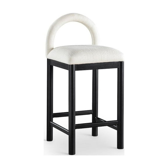 Meridian Furniture Conrad Cream Linen Textured Fabric Counter Stool