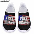 thumbnail image 1 of Zapatos casuales con estampado de bandera estadounidense y arte de moda de Doginthehole para damas, zapatos planos de moda, zapatos cómodos para caminar al aire libre, 1 of 5