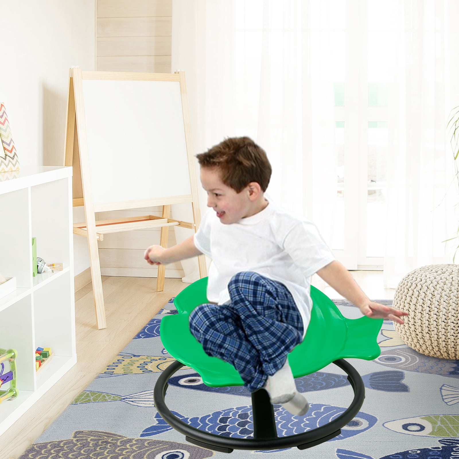 Sensory Spinning Chair for Kids with Autism & ADHD, Swivel Chair for Indoor/Outdoor Use, Sit and Spin Toys, Fish-Shaped Sensory Chairs for Autistic Children, Training Body Coordination
