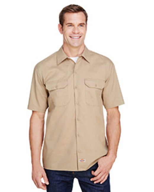 Mens Flex Relaxed Fit Short Sleeve Twill Work Shirt - Walmart.com