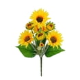 thumbnail image 2 of Under $3 Artificial Sunflower Stem 7-Head Sunflower Spray Plastic For Living Room Vase Filler Wedding Arch Arrangement (C) (1Pc), 2 of 4