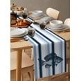 thumbnail image 3 of Hokiten Table Runners 72 Inches Long Dress Scarves, Ocean Fish Farmhouse Kitchen/Dining Table Runner, Coffee Tablerunners, Watercolor Navy Blue Aqua Stripe Modern 13x72 Inch, 3 of 7