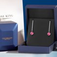 thumbnail image 5 of Gem Stone King 14K White Gold Pink Mystic Topaz and Lab Grown Diamond Dangle Earrings for Women | 3.36 Cttw | Gemstone November Birthstone | Round 6MM, 5 of 6