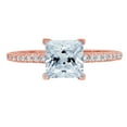 thumbnail image 2 of 1.62 ct Princess Cut Natural Swiss Blue Topaz Solitaire with Accents Engagement Ring for Women in 18K Rose Gold, 2 of 2
