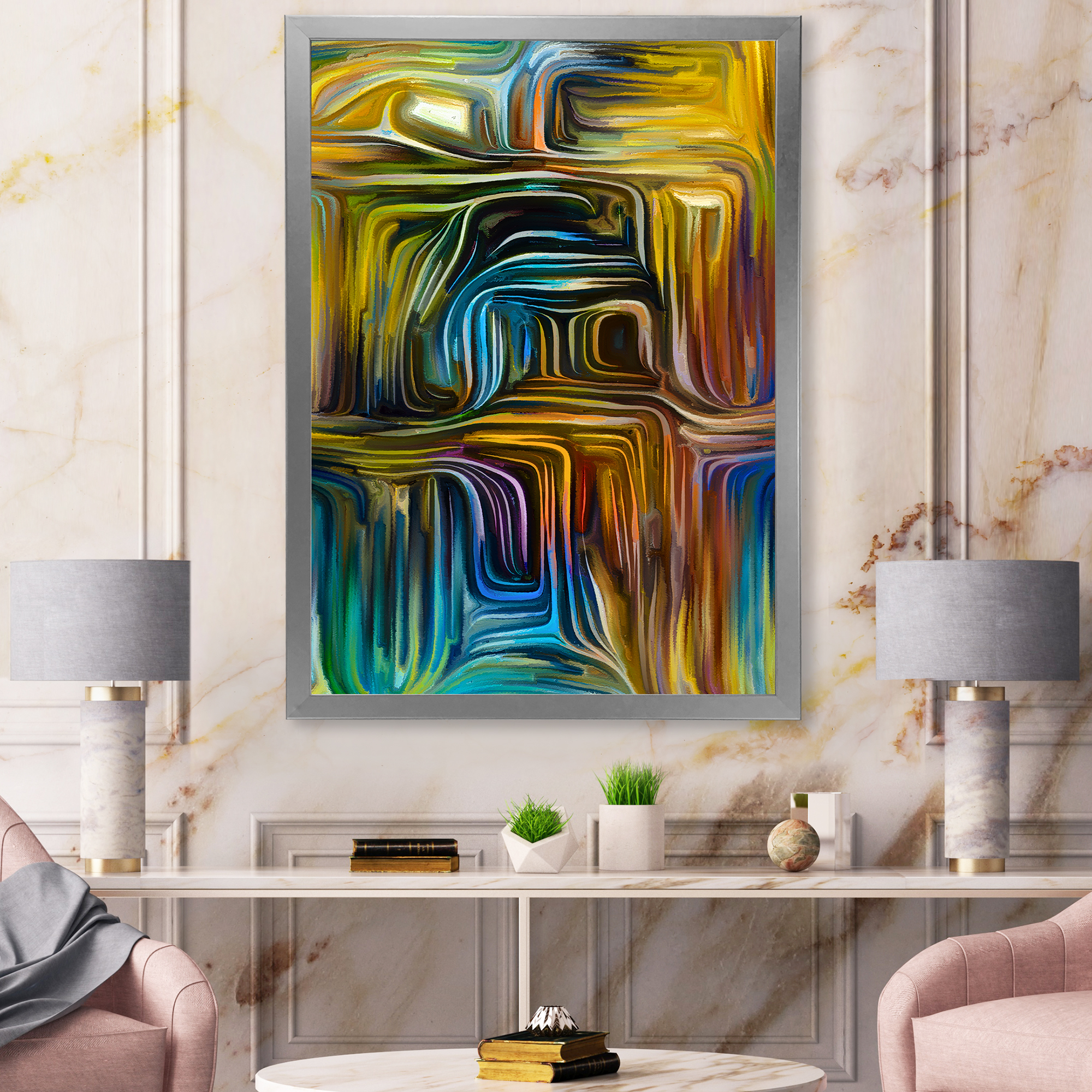 Designart 'Colour Spiral Fusion IV' Modern Framed Art Print