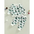 thumbnail image 2 of Bagilaanoe 2Pcs Toddler Baby Boy Christmas Outfits Dinosaur Print Long Sleeve Sweatshirt Tops + Trousers 6M 12M 18M 24M 3T Kids Fall Long Pants Set, 2 of 8