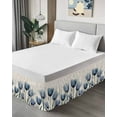thumbnail image 4 of Blue Tulips Bed Skirt King Size 16" Drop Flowers Minimalist Modern Art Linen Texture Ruffled Wrap Around Bed Skirts Adjustable Elastic Bedskirt Dust Ruffle for King Size Bed, 4 of 7