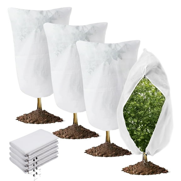 Lumikrypt 4 Pcs  Plant Covers Freeze Protection, 47.2 × 70.9Inches,Freeze Fabric Plant Coat with Zipper and Drawstring for Outdoor Winter Freeze Protection, Shrub and Tree Coat Protectors