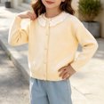 thumbnail image 5 of Jalioing Toddler Girls Sweater Cardigan Cute Lace Patchwork Long Sleeve Crew Neck Button Down Knit Cardigans 0-8 Years, 5 of 9