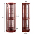 thumbnail image 6 of Miniyam 6 Shelf Corner Curio Display Cabinet with Lights, Glass Doors, Cherry, 6 of 11