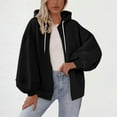 thumbnail image 4 of Jalioing Oversized Zip Up Hoodies Women's Baggy Long Sleeve Solid Hooded Jacket with Pocket Fashion Sweatshirts, 4 of 5