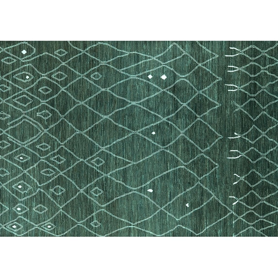 Ahgly Company Indoor Rectangle Oriental Turquoise Blue Industrial Area Rugs, 4' x 6'