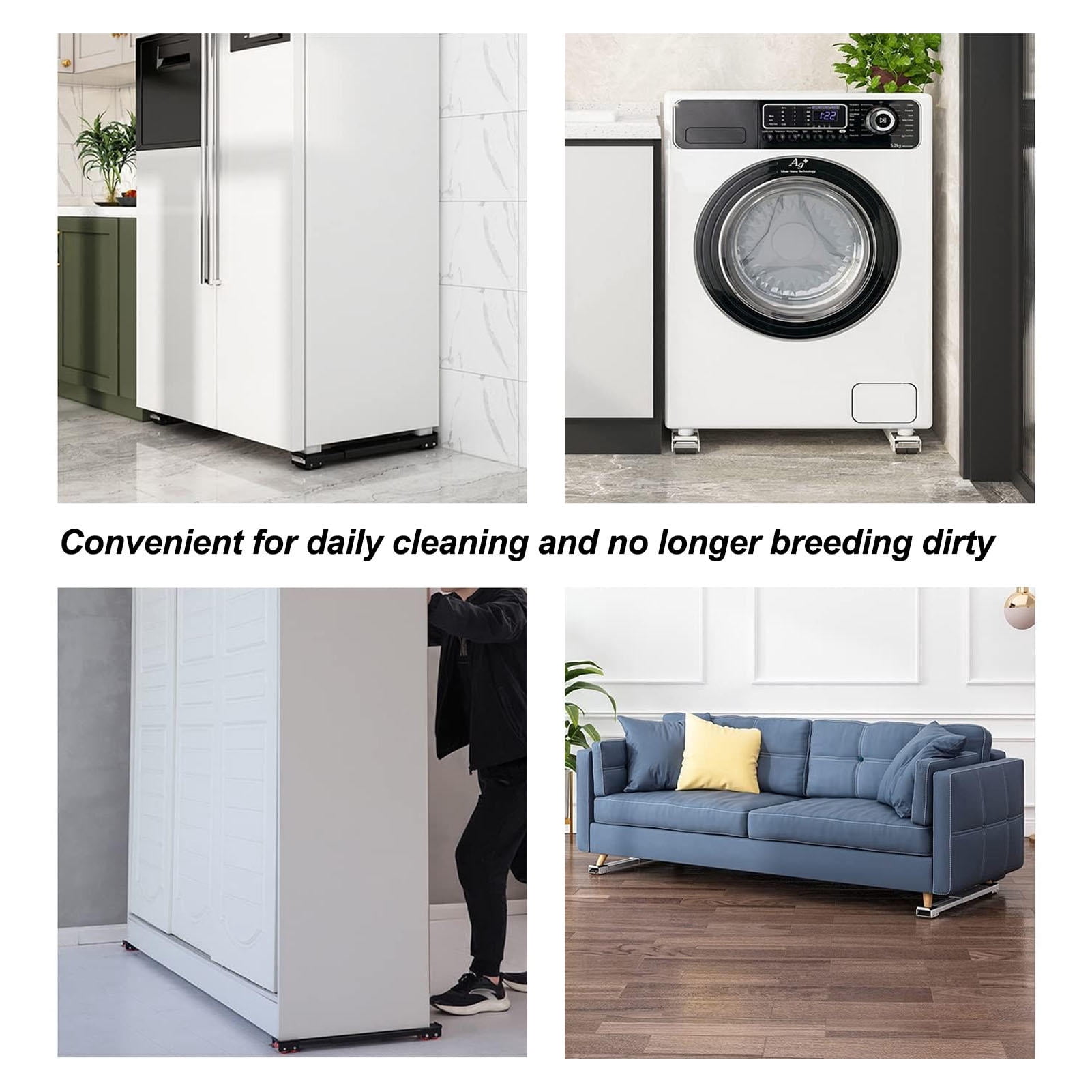 LAZIOEGR 2‑Pack Heavy‑Duty Extendable Appliance Rollers – 12‑Wheel, 700‑lb Capacity, Adjustable 20‑32" Length, Non‑Slip, Rust‑Proof Base for Fridge, Washer, Dryer & Furniture