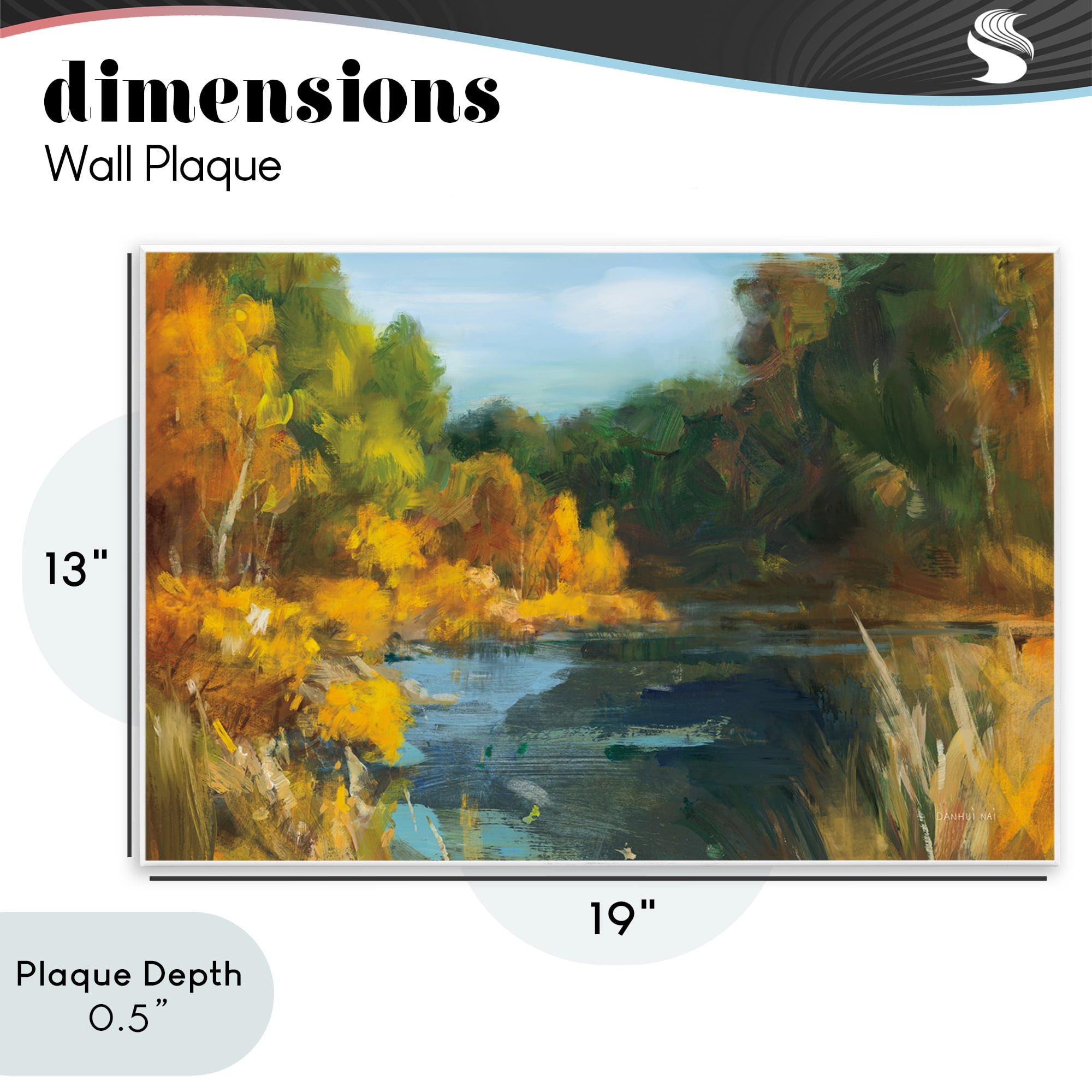 Stupell Industries Autumn River Bend Abstract Wall Plaque Art, design by Danhui Nai