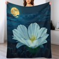 thumbnail image 4 of NIANHE White flower, cactus blanket, comfortable and soft, warm casual blanket, printed design, winter sofa dormitory home decoration, must-have travel product. Size is 50x60 inches., 4 of 9
