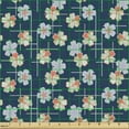 thumbnail image 2 of Ambesonne Cherry Blossom Fabric by the Yard Upholstery, Flowers Lines Retro, 3 Yards, Dark Violet Blue and Salmon, 2 of 5
