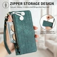 thumbnail image 6 of Feishell for Google Pixel 8 Pro Case Wallet, Retro High Quality Zipper Pouch PU Leather Strap Flip Case with Magnetic Closure,[RFID Blocking] Card Holder Kickstand for Google Pixel 8 Pro, Green, 6 of 9