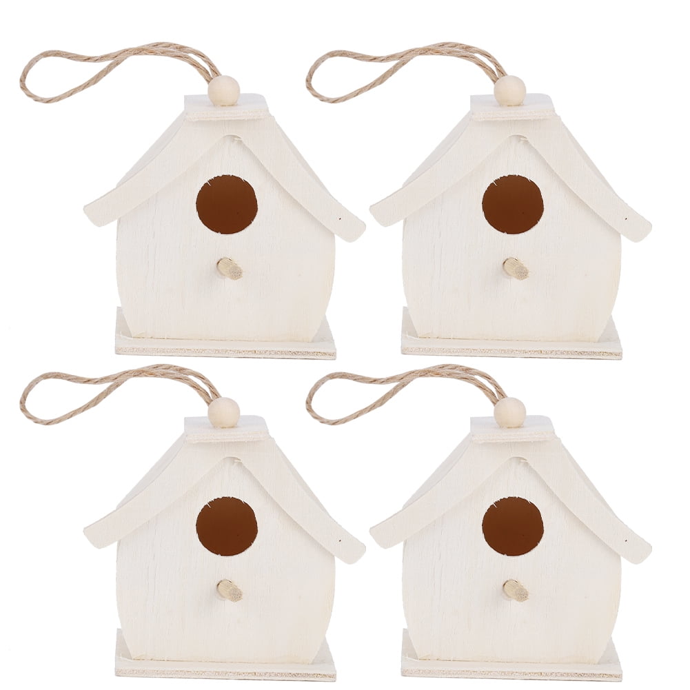 4Pcs Wooden Bird House Hand Crafted Birdhouse Hanging Cage Nes Handmadet 