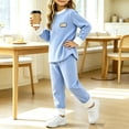 thumbnail image 6 of Acaics Girls' 2 Piece Ribbed Tracksuit Set: Color Block Crew Neck Long Sleeve Cuffed Jogger Outfit, Soft Daily Loungewear for Girls Ages 6 Months–6, 6 of 7