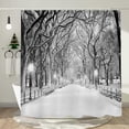 thumbnail image 2 of Grey Winter Street View Shower Curtain, Gray New York Central Park Night Snow Tree Christmas Bath Curtains Set, Polyester Fabric Upgrade Bathroom Accessories Decor 12 Hooks Included, 72X72 Inches, 2 of 6
