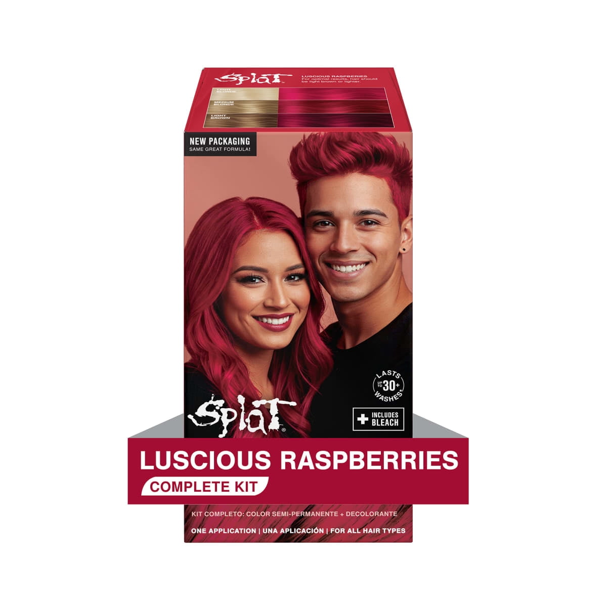 Splat Original Complete Kit, Semi-Permanent Hair Dye with Bleach, Luscious Raspberries Hair Color