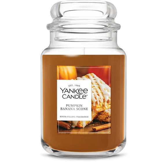 Vela Yankee Candle con aroma a calabaza y plátano, aroma navideño, frasco grande de 22 oz con hasta 150 horas de duración, ideal para regalar.