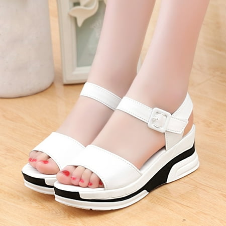

HIBRO Summer Sandals With Flat-Bottomed Muffin And Platform Women s Sandals