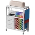 thumbnail image 1 of Carrito de manualidades Jchccu con organizador para 30 rollos de vinilo y 3 cajones de tela, 1 of 7