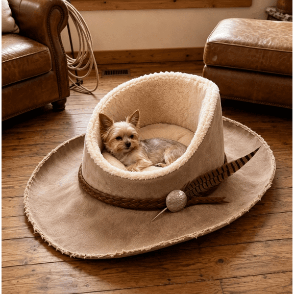 Cowboy Pet Bed, Ready‑To‑Use Freestanding Western Novelty Pet Bed For Pet Lovers
