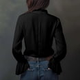 thumbnail image 5 of Endives Womens Long Sleeve Shirt Retro Staly Zip Front Blouse Cuffs Blouse Tops Spring Trendy Black, 5 of 7