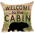 thumbnail image 1 of Housse de Coussin Cabane Ours Rétro en Coton Lin Décoratif 18 Pouces x 18 Pieds' Carré, 1 of 2