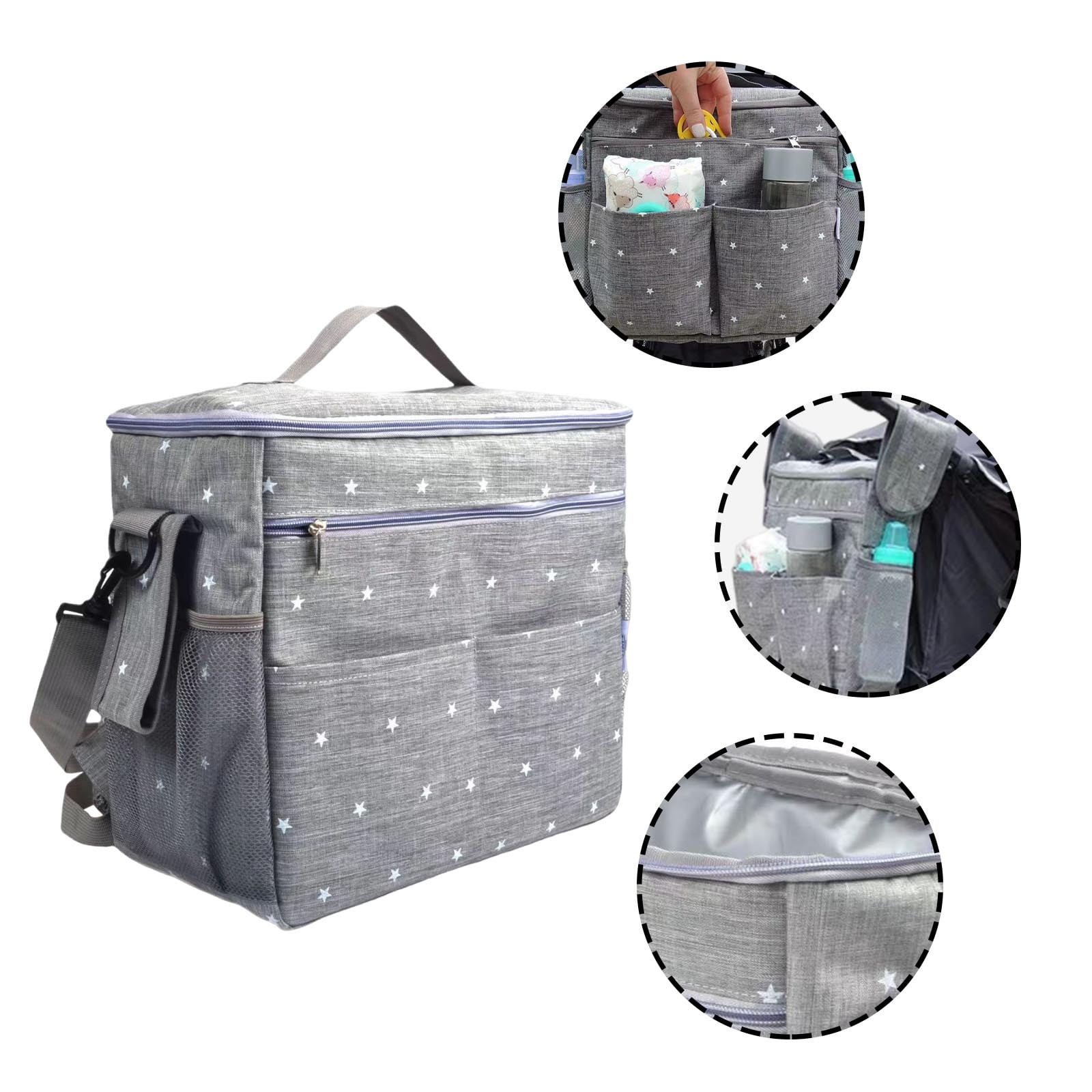 Spacious Multi-Pocket Stroller Organizer Bag with Adjustable Shoulder Strap - Perfect for Moms on the Go