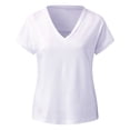 thumbnail image 6 of MPWEGNP White T Shirts for Women T Shirts V Neck Loose Fitting Summer Tops Short Sleeve, 6 of 8