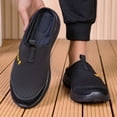 thumbnail image 5 of Men's Backless Slip On Sneakers Walking Shoes Lightweight Close Toes Sandals with Arch Support Breathable Canvas Clogs Black Size 9, 5 of 6