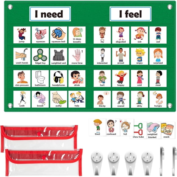 Tableau des Sentiments pour Fournitures d'Enseignant Préscolaire, Tableau de Poche d'Apprentissage Socioémotionnel, Gestion du Comportement Visuel pour l'Autisme, Essentiels de Garderie, Fournitures de Classe pour Coin Calme