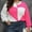 Hot Pink, variant on CaiJunJia Sweaters for Women Fall Winter Women's Round Neck Top Heart Patchwork Contrasting Color Knitted Sweater